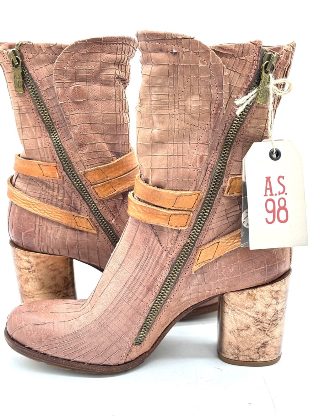 A.S.98 Light Brown Leather Ankle Boots - Picture 5 of 7